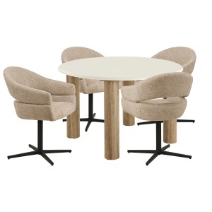 Set 5 piese Masa dining si scaune Fondi and Dover, Nisip, 120x60x120 cm - Img 4