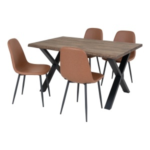 Set 5 piese Masa dining si scaune Toulon, Natural, 140x95x88 cm