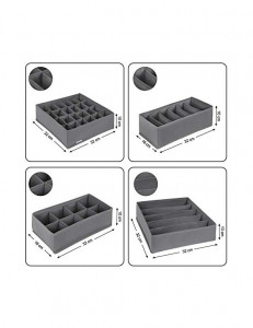 Set 8 organizatoare pentru sertare, Songmics, 32 x 10 x 32 cm, RUS08GY, Gri - Img 4
