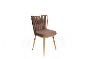 Set de 2 scaune Kuşaklı-213, Maro deschis- Auriu - Img 2