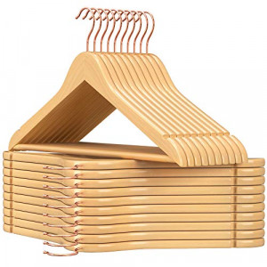Set de 20 umerase din lemn, Songmics, Natural, 44.5x1.2x23 cm - Img 2