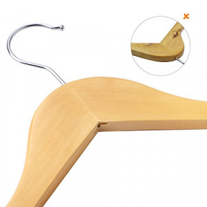 Set de 20 umerase din lemn, Songmics, Natural-Argintiu, 44.5x23x1.2 cm - Img 6