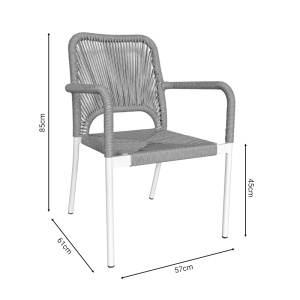 Set de 3 buc masa si scaune de gradina Kliton-Norture aluminiu alb 80x80x74 cm - Img 5