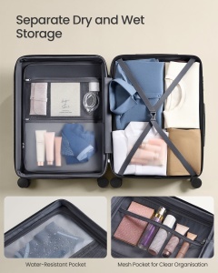 Set de 3 trollere rigide Songmics, Trevo, Negru, 50x30x75 cm - Img 7