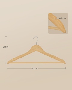 Set de 30 umerase din lemn, Songmics, Natural, 43 x 21 cm - Img 6