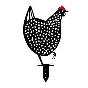 Set de accesorii metalice decorative pentru gradina Chickens Negru 28x26 cm - Img 3