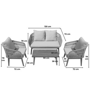 Set de gradina 4 buc. Macrena, Natural, 130x72x78 cm - Img 6