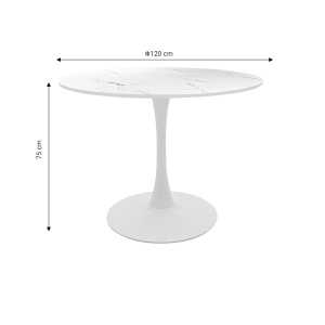 Set dining Balou I, Pako World, 5 piese, Aspect marmura, Alb, 120x75 cm - Img 7