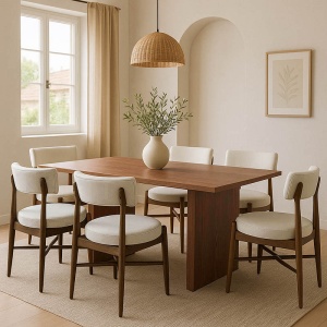 Set masa si scaune 7 buc Eleganza-Raudi Nuc 180x99x75.8 cm