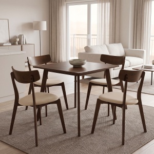 Set Masa si Scaune Benson-Toto 5 Piese Nuc Inchis - Bej 80x80x75 cm