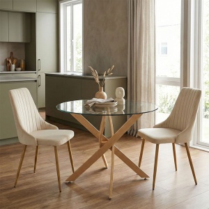 Set masa si scaune dining 3 buc. Azori - Antoro, Bej, 80x80x75 cm