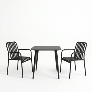 Set masa si scaune dining, 3 buc, Heven Vista, Pako, Negru 80x80x72 cm - Img 2