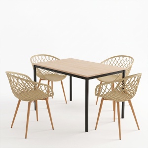 Set masa si scaune dining, 5 buc, Ezra Faragio, Pako, Negru 120x75x75 cm - Img 2