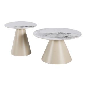 Set masute de cafea, 2 buc, Duoma, Pako, Cappuccino 70x70x40.5 cm - Img 2