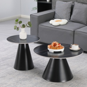 Set masute de cafea, 2 buc, Duoma, Pako, Negru 70x70x40.5 cm