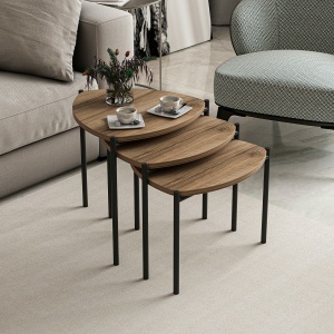 Set masute de cafea stivuibile, 3 bucati Lenny Nuc 45x45x45 cm - Img 2