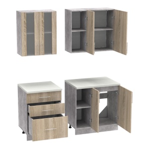 Set mobila bucatarie 4 buc Festa ΙII Pako World Sonoma 140x60x85 cm - Img 5