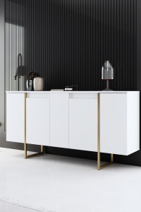 Set mobila sufragerie Luxe Alb 160x35x80 cm - Img 3