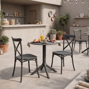Set mobilier dining 3 piese Mercon Crossie, Antracit, 60x60x75 cm