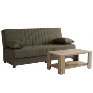 Set mobilier studenti canapea si masuta de cafea, 2 buc, Zing, Gri, 190x75x85 cm - Img 3
