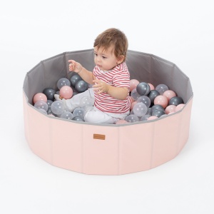 Set piscina de bile pliabila si bile Katlanir Havuz Roz 80x80x26 cm - Img 4