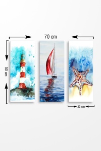 Set tablouri canvas (3 bucati) MDF0023 Multicolor 70x50 cm - Img 2