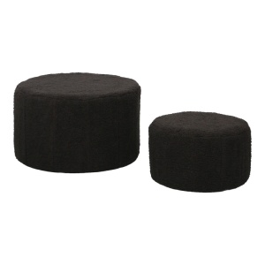 Set tabureti 2 buc Gabello boucle Negru 44x44x26.5 cm