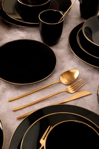 Set veselă din ceramică, 30 bucati Fiord Vienna Negru 26x26x1 cm - Img 4