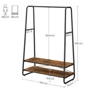Suport umerase, Vasagle, Maro Rustic, RGR112B01, 100 x 45 x 160 cm - Img 9