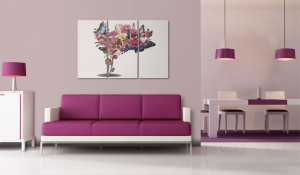 Tablou - Butterflies, flowers and carnival 120x80 cm - Img 2