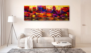Tablou - Colourful City Skyline 150x50 cm - Img 2