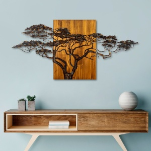 Tablou din lemn si metal Acacia Multicolor 144x70x3 cm - Img 3