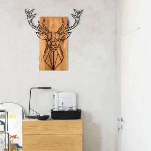 Tablou din lemn si metal Deer Negru 61x66 cm - Img 2
