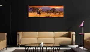 Tablou - March of african elephants 120x40 cm - Img 2