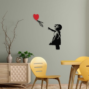 Tablou metalic Banksy Negru 105x85 cm - Img 2