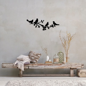 Tablou metalic Birds Negru 70x26 cm - Img 2