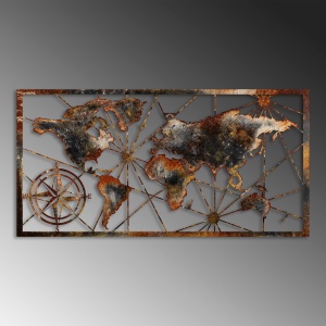 Tablou metalic World Multicolor 120x60x1.5 cm - Img 4