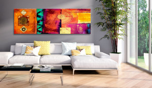 Tablou - Orange Abstraction 120x40 cm - Img 2