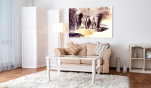 Tablou - Watercolour Elephants 120x80 cm - Img 2