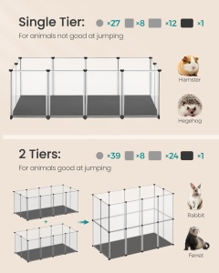 Tarc pentru animale de companie Alb Songmics 143x73x46 cm - Img 3