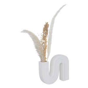 Vaza ceramica Snaky, Pako World, Alb, 25x5x21 cm - Img 2