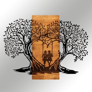 Accesoriu decorativ de perete din lemn si metal Eva Negru 76x58 cm - Img 7