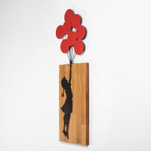 Accesoriu decorativ de perete din lemn si metal Ma-368 Nuc 70x62 cm - Img 7