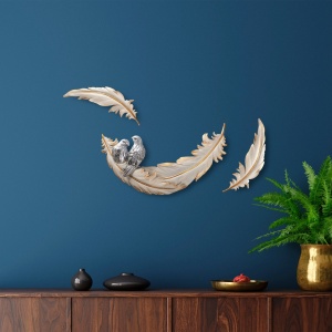 Accesoriu decorativ de perete Love Birds Crem 41x21x4 cm - Img 2