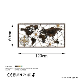 Accesoriu decorativ de perete metalic Bys-132 Multicolor 120x60 cm - Img 8