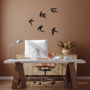 Accesoriu decorativ de perete metalic Swallows Negru 18x19 cm - Img 4