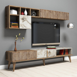 Ansamblu Comoda TV Milan Walnut-Alb - Img 4
