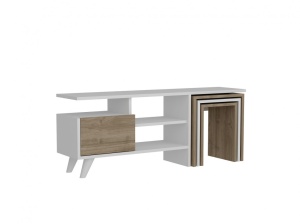 Ansamblu Comoda TV Nature Alb-Walnut - Img 3