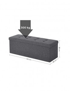Banca de depozitare, Songmics, 110 x 38 x 38 cm, 300 Kg, ‎LSF77K, Gri - Img 4