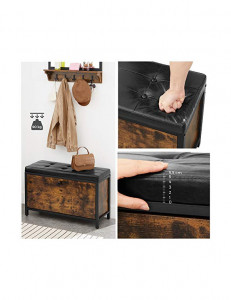 Bancheta tip pantofar, Vasagle, LSB049B01, Maro Rustic, 80 x 30 x 51 cm - Img 5